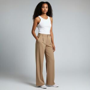 Brown Pleated Wide Leg Pants Backyard Roses Trousers S M